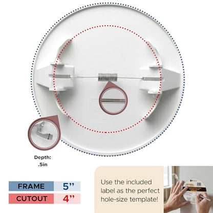 Morvat Round Spring Access Panel 5x5 Inch for Ceiling & Drywall, Heavy-Duty Durable ABS Plastic & Easy Install Access Box, Wall Hole Cover Plate for Plumbing & Electrical Cables & Wiring, White - size: 1 Pack