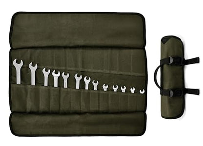 Under NY Sky Tool Roll Organizer, Heavy-Duty Wrench Bag, Portable Hand Tool Pouch for Mechanics, Electricians, and Hand Tools - color: 24 Slots Green