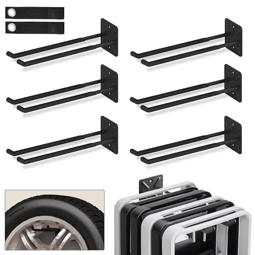 NACIAL 6 Pack Garage Storage System Hooks, Heavy Duty Wall Mount Tool Organizer, Chair Hanger Garage Storage Utility Hooks for Car Tires, Ladders, Chairs, Strollers, Power Tools, Garden Tools - 6 PACK - size: 6