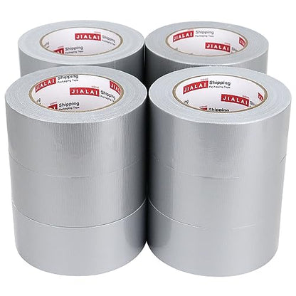 JIALAI HOME Duct Tape Heavy Duty Silver - 12 Roll Multi Pack - 30 Yards x 2 Inch - Strong, Flexible, Waterproof and Tear by Hand - for Home Use, Do-It-Yourself Projects and Repairs - color: Silver
