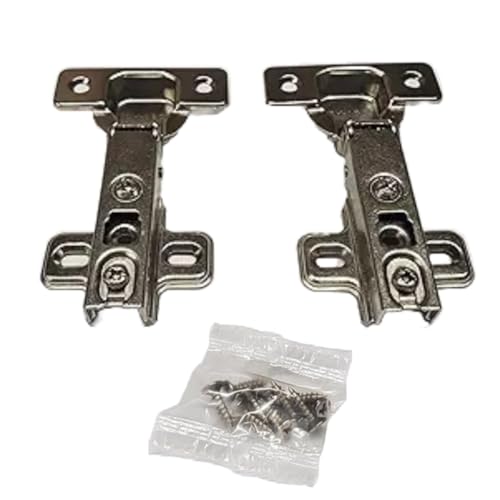 Lock Connection®-2 Pieces, Full Overlay Cabinet European Hinges, Non-Soft Close, Screw Mount, 105 Degree 2 Way Adjustable Concealed Kitchen Cabinet Door Hinges with Screws (S83A-2)