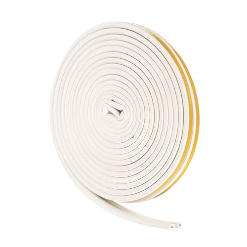 uxcell 33 Ft Weather Stripping Seal Strip for Doors/Window, 1/4 Inch x 3/8 Inch Self Adhesive D Type Foam Sealing Tape, Soundproofing Door Seal Strip White - color: White, size: 33 Ft