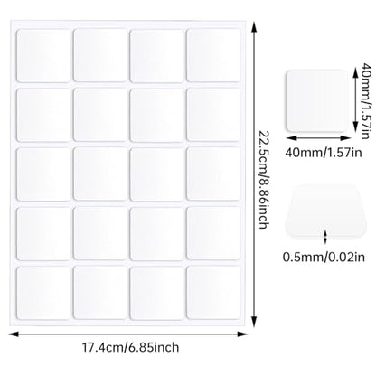 JANYUN 140 Pcs Double Sided Sticky Dots Removable Square Putty Clear Double Sided Tape for Crafts No Trace Sticky Tack Adhesive Tape (Square 40 mm) - size: 1.57"x1.57" Square