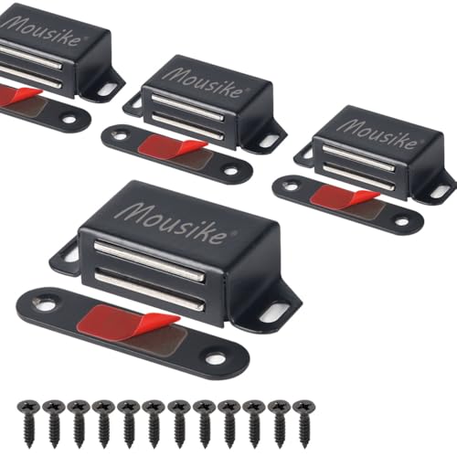 Mousike Cabinet Magnets 30lb Black Door Magnets with Strong Magnetic for Kitchen Cupboard Wardrobe Closet Cabinet Door Drawer Latch 4 Pack - color: Black, size: 4 Pack