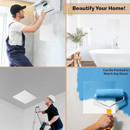 Morvat Spring Access Panel 12x12 Inch for Ceiling & Drywall, Heavy-Duty Durable ABS Plastic & Easy Install Access Box, Wall Hole Cover Plate for Plumbing & Electrical Cables & Wiring, White, 4 Pack - size: 4 Pack