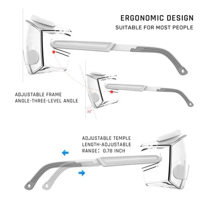 Anti Fog Safety Glasses Safety Goggles Over Glasses Protective Glasses with Anti Scratch Lenses Adjustable - color: White