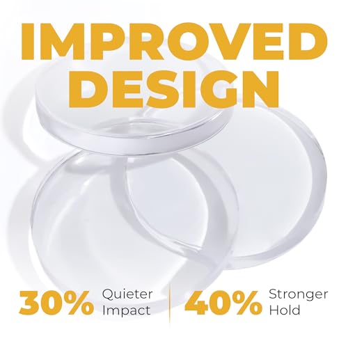 Large 2" Door Knob Wall Protectors – 6 Clear Self-Adhesive Silicone Bumper Pads in Damp Button Shape – Noise Dampening Wall & Furniture Guards by VELLAX - style: Damp Buttons