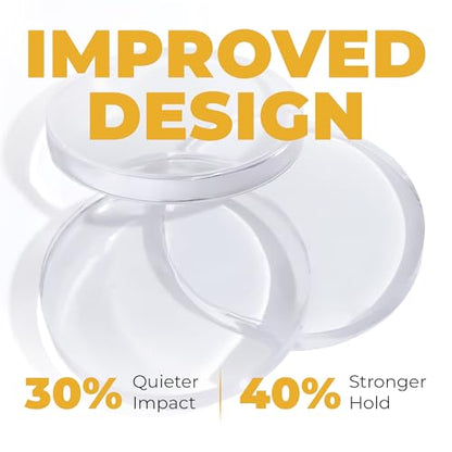 Large 2" Door Knob Wall Protectors – 6 Clear Self-Adhesive Silicone Bumper Pads in Damp Button Shape – Noise Dampening Wall & Furniture Guards by VELLAX - style: Damp Buttons