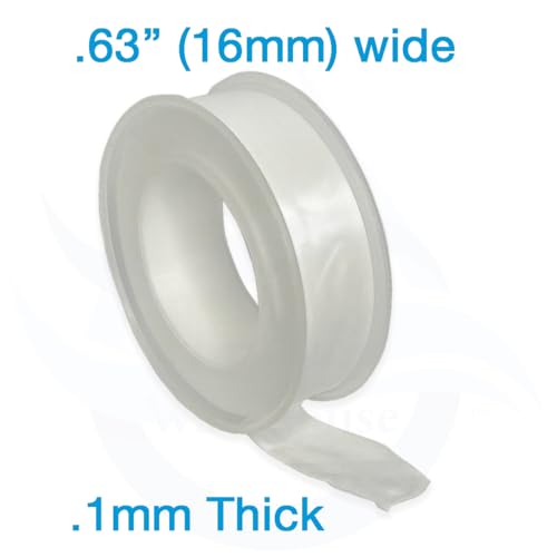 Teflon Tape (PTFE), .63 Inch (W) X 590 Inches (L) Plumbers Tape For A Secure Thread Seal, Four Rolls, Use On Plumbing Fittings, PVC Pipe, Hose Connections, Shower and Bath Fixtures and So Much More!