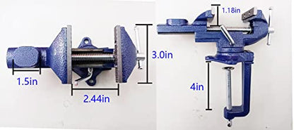 2-in-1 Dual-Purpose Combined Bench Vise or Table Vise, With end-point locking device, Portable Universal Rotate 360° Work Clamp-On Vise, 3.0" Blue - style: 3.0" Blue