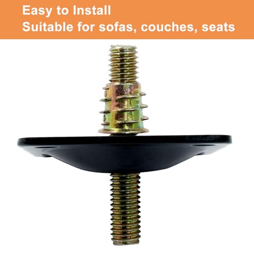 12 Degree Angled Leg Mounting Plates Kit, M8 Thread Furniture Sofa Legs Attachment Plates T-Plate for Repairing Damaged Sofa Couch Seats, with Hanger Bolts, Screws (Black, Set of 4) - color: Black, size: 5/16" (M8) -12 Degree