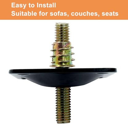 12 Degree Angled Leg Mounting Plates Kit, M8 Thread Furniture Sofa Legs Attachment Plates T-Plate for Repairing Damaged Sofa Couch Seats, with Hanger Bolts, Screws (Black, Set of 4) - color: Black, size: 5/16" (M8) -12 Degree