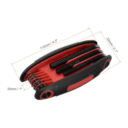 HARFINGTON Folding Hex Key Wrench 5/64"-1/4" SAE 9 in 1 Portable Fold-up Hex Key Wrenches Set Driver Tool Kit for Basic Home Repair and General Applications