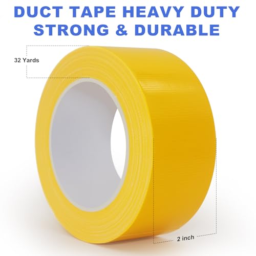 Duct Tape Heavy Duty Yellow, 2 Inches x 32 Yards, Strong, Durable, Easy-Tear by Hand, No Residue, Waterproof for Home Repairs, Fixed Carpet Edge, DIY Projects - color: Yellow