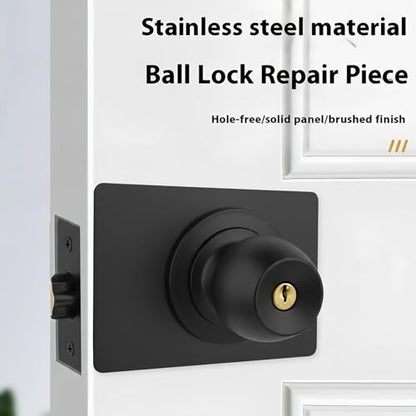 YHNNH 2PCS Matte Black Door Knob/Deadbolt Reinforcement Plate, Door Lock Fixing Plate Doors Handle Fixing Cover Filler Repair Backplate Doors Handle Hole Reinforcer Kit