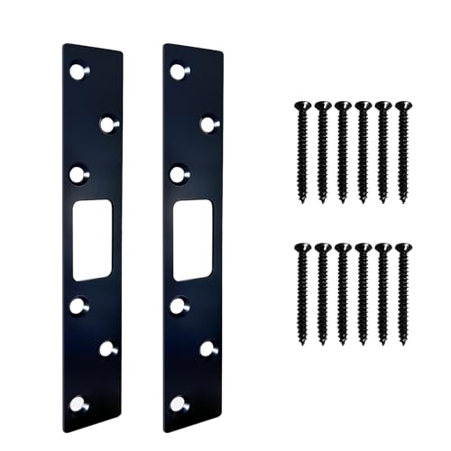 2 Packs Deadbolt Strike Plate Door Backplate Door Security Devices, High Security, Steel Metal Striker Plates Door Reinforcement Plate, Door Latch Strike Plate Repair Kits (Matte Black) - color: Matte Black