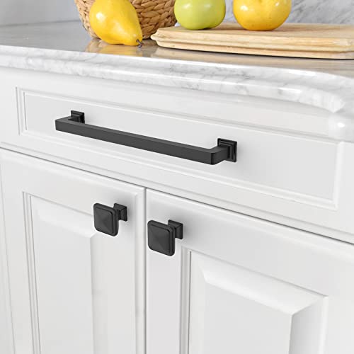 Amerdeco 10 Pack Matte Black Cabinet Pulls 7 Inch Hole Centers Kitchen Cabinet Handles Cabinet Hardware Kitchen Handles for Cabinets Cupboard Handles Drawer Pulls ZH0019 - color: Matte Black, size: 7"/177MM Hole Center