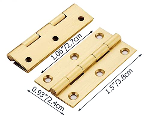 8 Pcs Solid Brass Hinges, Jewelry Box Hinges, Small Hinges with Screws, Suitable for Jewelry Chest, Wood Box, Toolbox and Cabinet, 1.5 inch - size: 1.5 Inch