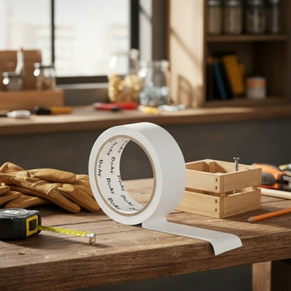 White Duct Tape - Heavy Duty Waterproof Tape 1.88 Inch Wide - Strong Adhesive, Extra Thickness, Tear by Hand - Great for Indoor & Outdoor Use, Moving Boxes, Repairs - 45 Ft - color: White