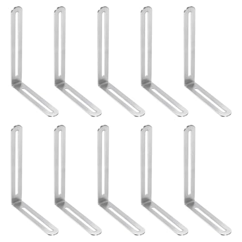 uxcell 20Pcs L-Shaped Brackets Corner Brace, 6.5"x4.72"x0.94" Corner Bracket Shelf Bracket Right Angle Brackets for Wood Shelves Furniture (165x120x24mm, Silver) - color: Silver, size: 6.5"x4.72"x0.94"