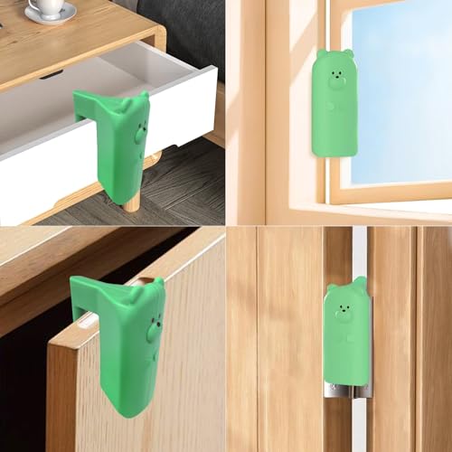 Door Pinch Guard,Slam Stoppers,Soft Stopper Hinge,Hanging Rubber Wedge,Green,2PCS - color: Greenx2