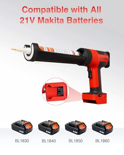 Cordless Caulking Gun Compatible with Makita 18V 21V Battery, 800KG Thrust Electric Caulk Gun (Tool Only), 10oz 6-Speed Power Caulk Gun with 13Pcs Caulking Tools, Auto-Retract Anti-Drip for DIY - style: Caulking Gun,No Battery