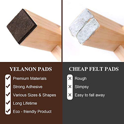 Yelanon Felt Furniture Pads for Hardwood Floors -36 Pcs 2" Premium Floor Protectors for Furniture, Felt Pads for Chair Legs, Black - size: 36 pcs 2" Square Black