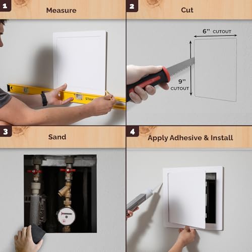 Morvat Access Panel 6x9 Inch for Drywall & Ceiling with Door, Heavy-Duty Durable ABS Plastic & Easy Install Access Box, Wall Hole Cover Plate for Plumbing & Electrical Cables & Wiring, White, 40-Pack - size: 6x9 - 40PK