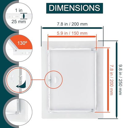 6" x 8" White Metal Access Door. Plumbing, Electricity, Heating, Alarm Wall Access Panel for Drywall - size: 6" x 8"