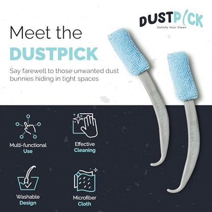 Reusable Microfiber Duster & Crevice Cleaning Brush | Versatile Cleaning Tools for Blinds, Window Tracks, Shutters, Baseboards, Kitchen Gaps | Microfiber Window & Space Cleaner (Pack of 2)