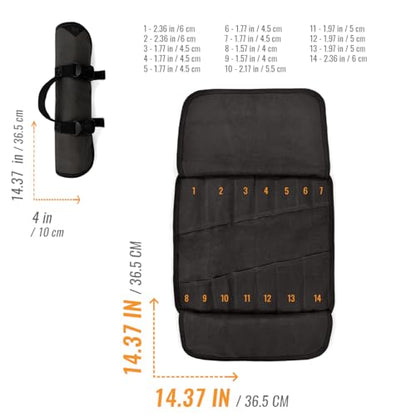 Under NY Sky Tool Roll Organizer, Heavy-Duty Wrench Bag, Portable Hand Tool Pouch for Mechanics, Electricians, and Hand Tools - color: 14 Slots Gray