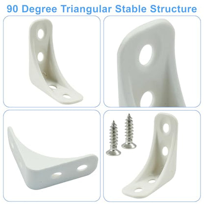 20 Pcs Plastic Corner Bracket, White Corner Brace 4 Holes L Brackets Small Plastic Shelf Brackets for Wood Shelves, Home Drawers, 1.38 x 1.38 x 0.51 inch - size: 4 Hole
