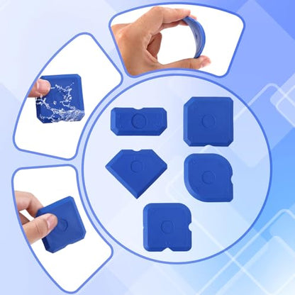 10pcs Silicone Cramer Spreader Caulking Tool Set Kit, Sealant Profiling Finishing Smoothing Mastic Tool Caulk Remover Reusable Grout Scraper Applicator for Kitchen Bathroom Floor Window & Sink (Blue) - color: Blue