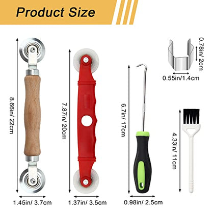 14Pcs Screen Repair Kit, Screen Repair Spline Tool 2Pcs Screen Rolling Tool with Bearing Spline Tools/Screen Spline Removal Hook/Groove Cleaning Brush/ 10Pcs Screen Installer Clips