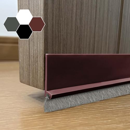 Door Sweep for Bottom of Door, Integrated Bottom Door Draft Stopper with Brush, Self-Adhesive Under Door Seal for Dust/Noise/Hot or Cold Air Insulation, Brown 39.37" L/2" W - color: 53-brown