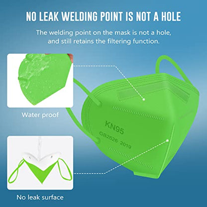 WWDOLL KN95 Face Mask 50 Pack, 5-Layers Breathable KN95 Masks, Green - color: Green