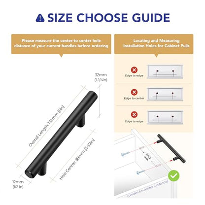 Ravinte 10 Pack 6 inch Cabinet Pulls Matte Black Stainless Steel Kitchen Cupboard Handles Cabinet Handles 3.5” Hole Center - size: 6 Inch (3.5 Inch Hole Center)