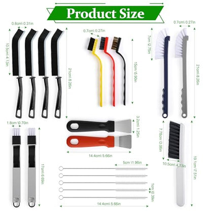 19 Pcs Cleaning Brush Kit with Crevice Brushes, Shower Cleaner Brush, Multifunctional Grout Scrubber for Bathroom, Kitchen, Window Tracks and Corners