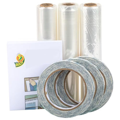 Duck Brand Winter Window Insulation Kit – Window Seal Rolled Shrink Film Covers Up to 15 3’ x 5’ Windows – Window Tape Included – Easy Indoor Installation - Clear - 15-Pack (288069) - size: 15 Windows