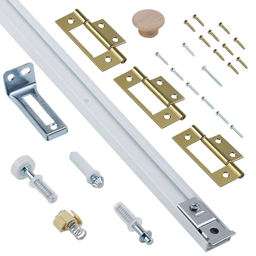Bifold Door Hardware Kit, 30-Inch Bi-fold Closet Door Track Kit Bifold Closet Door Hardware Kit Folding Door Hardware Repair Replacement Tool Kit - size: 30 Inch Track