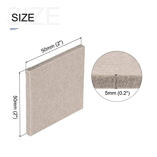METALLIXITY Square Felt Furniture Pads (2" x 2" x 0.2") 24Pcs, Self-Adhesive Floor Protectors - for Home Cabinet Closet Bed Feet, Beige - size: 2" x 2" x 0.2"