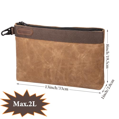 Waxed Canvas Tool Pouches 4 Pack – 11-Inch Heavy-Duty Zipper Tool Bags Set, Waterproof Utility Storage Pouches for Tools, Cables, Gear & Supplies – Rugged Tool Organizer Bags
