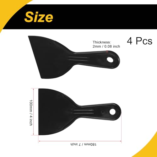 4 Pcs Putty Scraper 4" ABS Plastic Spatula Drywall Patch Repair Spreader Wall Covering Smoother Black - size: 4"