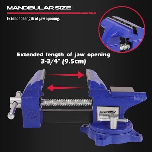 Heavy Duty Bench Vise 4.5 Inch: Table Clamp Woodworking Vice Press Drill Tools Workbench Wood Metal Pipe Work Shop Block Swivel Slide Cross Welding Machine Kit Milling Grip Precision Magnetic Jaw Pad - style: 4.5" Multi-Purpose + Magnetic Pads