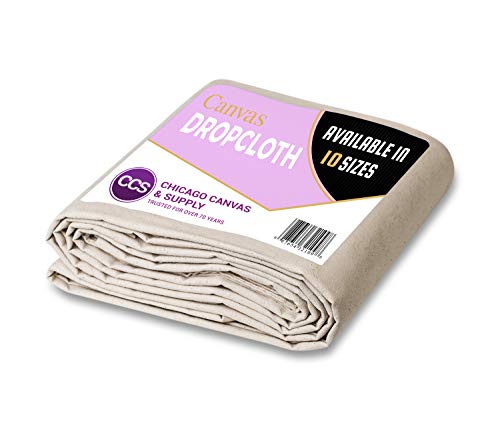 CCS Canvas Drop Cloth (12oz) – Heavy Duty Cotton Duck Cloth Tarp for Curtains, Backdrops, Painting – Washable & Reusable Floor Cover, Dust Sheet for Furniture (Natural, 10x10 Ft) - color: Natural, size: 10 feet x 10 feet