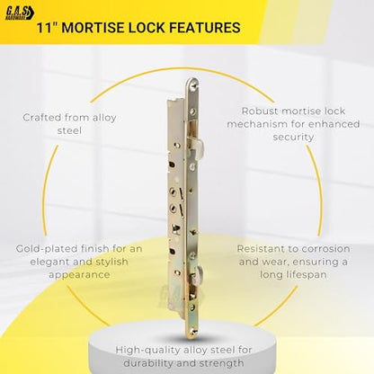 Multi-Point Mortise Lock Replacement with 11-3/4" Face Plate for Sliding Patio Glass Door | Dual-Point Security with Anti-Slam Pin - 11" Hole Spacing | Fix & Repair Locking Mechanism - size: 11-3/4" Mortise Lock