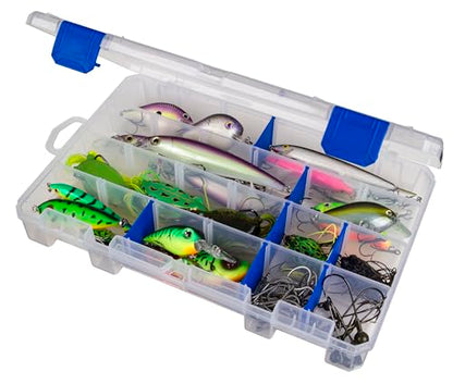 Flambeau Outdoors 4007 Tuff Tainer Fishing Tackle Box with Zerust Anti-Rust Dividers - Includes 12 Dividers, 24 Compartments, Clear Fishing Lure Organizer - 11" x 7.25" x 1.75"