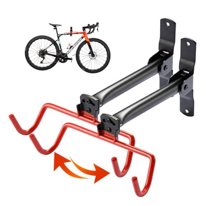 PHUNAYA Wall Mount Bike Rack,Bike Hanger Horizontal,Bicycle Holder Heavy Duty,Garage Bike Storage,Garage Organization Bicycle Hook with Rubber,Foldable and Adjustable Angle(2 pack) - style: Horizontal 2Pack