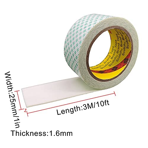 3M Double Sided Foam Tape 1" x 10Ft 1 Pack White Double Coated Urethane Adhesion Polyurethane Tape Color White for Bonding Attaching Mounting - size: 1" x 10Ft