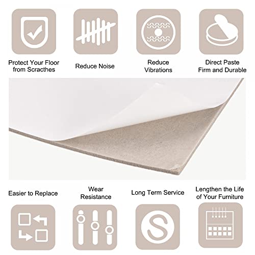 uxcell Felt Furniture Pads Self Adhesive Square Furniture Felt Pads, Anti Scratch Floor Protectors for Furniture Legs Hardwood Floor 5.1 Inch x 5.1 Inch Beige 16pcs - size: 5.1 Inch x 5.1 Inch